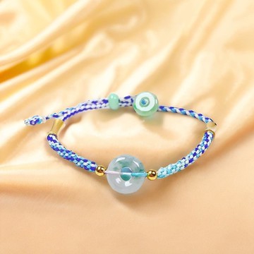 【願‧平安】冰種飄花平安扣編織手鍊 | 天然緬甸翡翠A貨 | 送禮