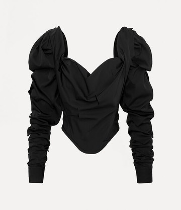 Vivienne Westwood Ls Sunday Corset Top Laser Cut Taffeta Black 44 Women