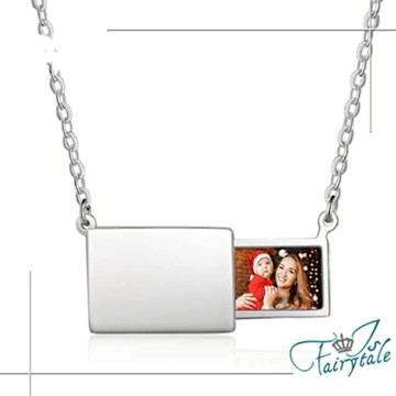伊飾童話 歐風潮流 創意抽拉式照片信封項鍊 銀色