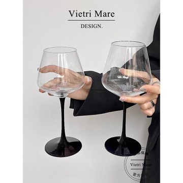 Vietri Mare玻璃杯歐式黑桿勃艮第紅酒杯葡萄酒杯水晶杯子丨諾亞