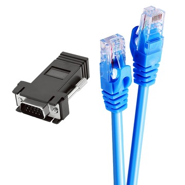 Bravo-U Cat6 超高速網路線 VGA轉RJ45訊號延長器套組  20m  藍色  1組