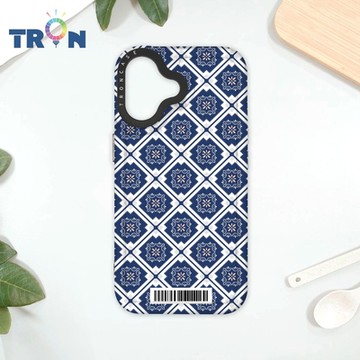 TRON IPhone 16 幾何復古花磚C款 防摔太空載具殼 透黑 軟硬 手機殼