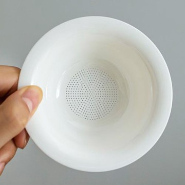 德化羊脂玉白瓷茶漏茶濾陶瓷茶具漏斗全瓷一體過濾網茶隔濾茶器