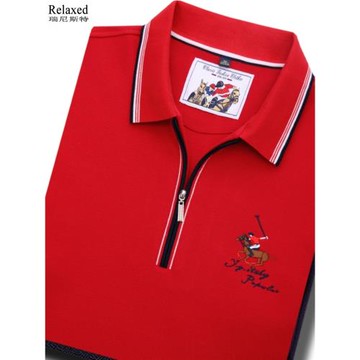 長袖拉鏈保羅有領男士休閑T恤