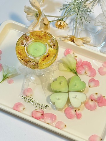 乾燥花玻璃燭台 茶蠟 香氛茶蠟 茶蠟 婚禮小物 桌上禮 生日禮物
