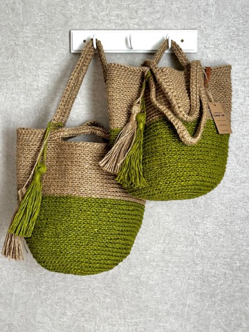 鉤針編織黃麻包, DUO 黃麻包, 鉤針編織肩背黃麻包, 可重複使用包