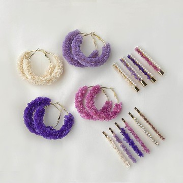 【點點星辰】 星辰花 乾燥花耳環 乾燥花髮夾 一字夾 鴨嘴夾