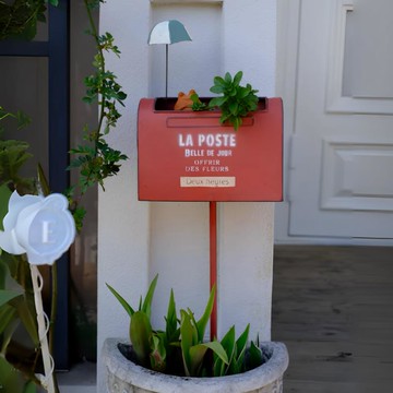 免運/快速出貨 郵箱花架地插式花園民宿ins風造景裝飾花插戶外陽臺鐵皮花盆花盒