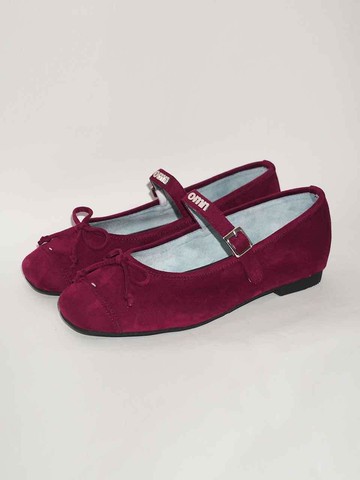 Eco Leather Suede Minimal Flat Shoes [PURPLE]