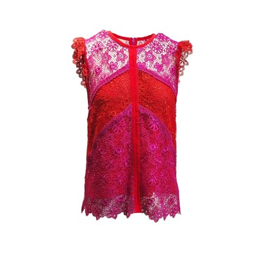 PINKO紅色蕾絲裝飾袖上衣