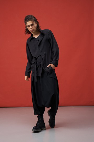 襯衫/長袖/綁帶/解構/領子可變形/INF/SS25