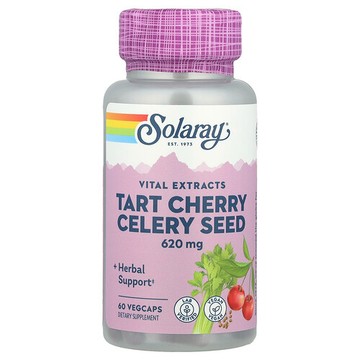 Solaray, 酸櫻桃提取物和芹菜籽，60粒植物膠囊