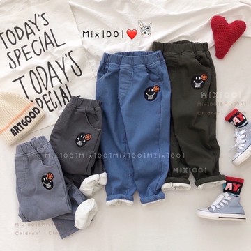 🔥🔥🔥厚❄️招牌微笑休閒長褲✨兒童刺繡雙微笑長褲5-17