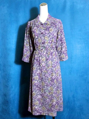 花朵雙層織紋輕古董洋裝/ 國外帶回 VINTAGE