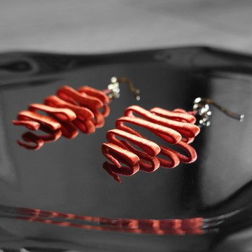 耳邊書畫 纏花耳飾 萬緒 橘紅