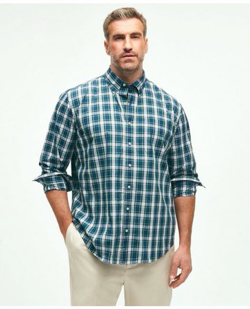 Brooks Brothers Men's Big & Tall Friday Shirt, Poplin Tartan | White | Size 3X