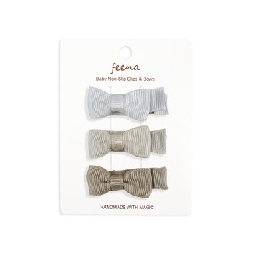 Feena - No.34蝴蝶結髮夾-米