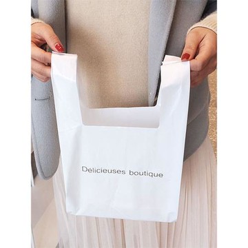 網紅甜品打包袋手提袋白色法文烘焙面包購物袋蛋糕甜點透明外賣袋