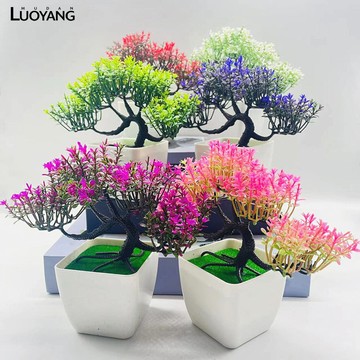 洛陽牡丹 仿真盆栽仿真小龍爪迎客松小盆景人造花擺件假花盆景