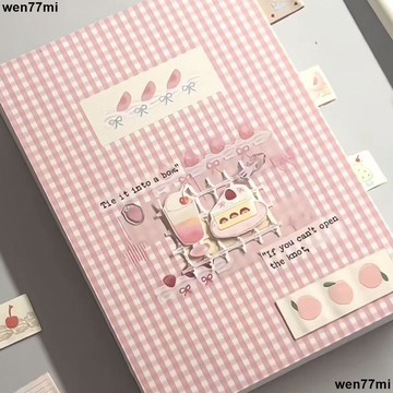 超實惠臘 筆記本 日記本 作業本 粉色格紋A6空白筆記本學生加厚diy便攜手賬本記事本子