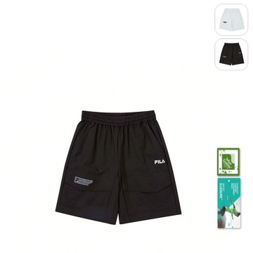 【FILA】KIDS 孩童款 平織短褲-黑色 1SHY-8306-BK