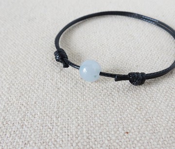 本命年【幸運石】淡冰紫微飄花翡翠韓國蠟線手鍊Lgb03招財、開運