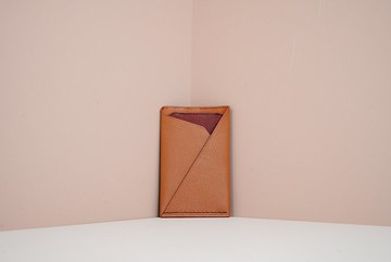 輕便皮革卡片套  簡約 手工製作【自由拼色加刻字 可客製】啡色