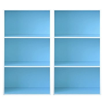 《HOPMA》可調式三空櫃(2入) 台灣製造 背板嵌入款 三格櫃 收納櫃 書櫃 三層櫃 置物櫃 書櫃-水藍