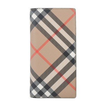 [平輸版]BURBERRYVintage check 經典格紋對開長夾(沙色)真品平輸