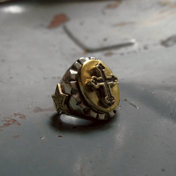 老式墨西哥騎自行車的人戒指頭骨交叉基督耶穌純銀男子海盜