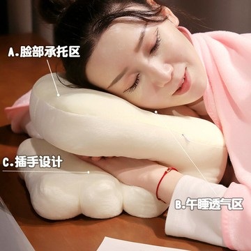 ??快速出貨?? 公司貨 新款卡通冰絲午睡枕頭學生桌上趴睡枕辦公室午休神器雙面椅靠批發