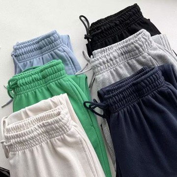 優家2023春款U家女士運動褲衛褲束口束腳褲休閑褲黑色長褲455730