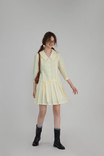 知識分子 大翻領襯衫連身裙