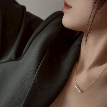 【客製化禮物】刻字純銀長圓牌項鍊_一句話。專屬禮物。心情小語