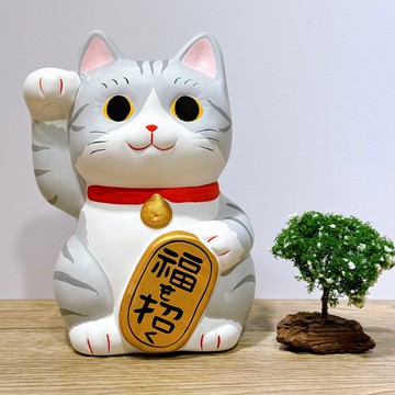 【灰彩招財】日本谷中堂招財貓 | 小判 灰紋