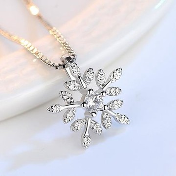 【I.Dear Jewelry】正白K-夢幻雪花-時尚閃耀雪花晶鑽造型項鍊頸鍊(韓劇)現貨