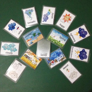 英文閃卡英語啟蒙彩圖單詞卡大卡片 四季天氣類 英語幼兒教師教具