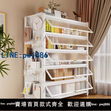 【物美價廉】家用鋼制書柜帶門兒童書架一體式靠墻防塵收納柜落地置物架收納柜