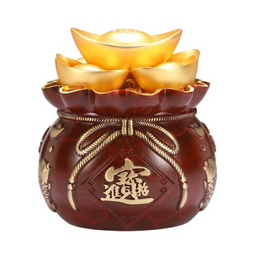 禾信純銅工藝品招財聚寶盆擺件金元寶錢袋子銅香爐喬遷開業禮品