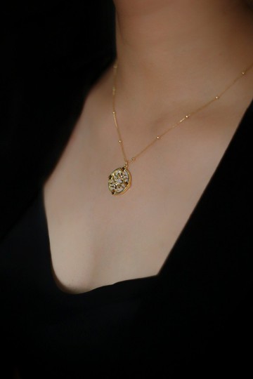 希繆原創設計 新品上新 塔物系列 太陽塔羅牌虎眼石貝母鎖骨鏈