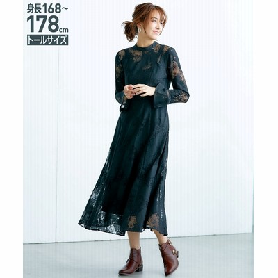 トールサイズ ミックスレースフレアワンピース インナーキャミソールワンピース付 高身長 長身 ロング マキシワンピース Tall Size Dress 通販 Lineポイント最大get Lineショッピング