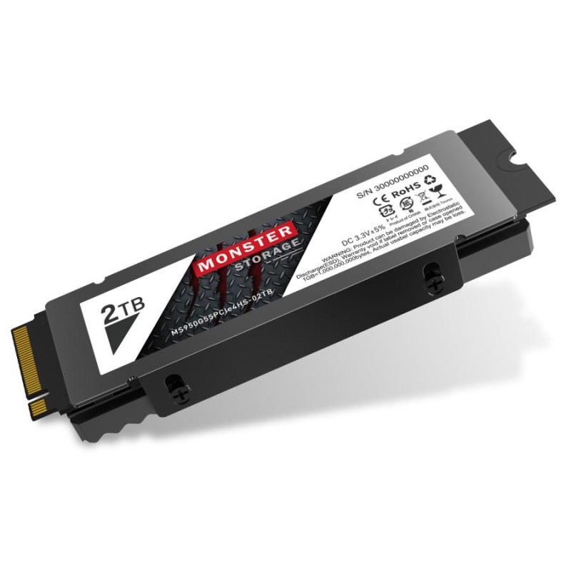 Monster Storage NVMe 2TB SSD PCIe Gen 4×4 最大読込: 5,000MB/s 最大