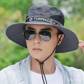 【遮陽防曬】釣魚帽子男 遮陽帽 大帽簷 太陽帽 登山帽 防紫外線 漁夫帽 盆帽 防曬帽子 遮臉