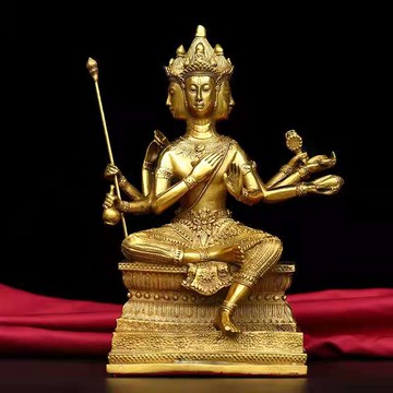 純銅尼泊爾泰國大樊天四面佛有求必應家居佛堂供奉純銅四面佛擺件