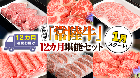 『常陸牛』人気12か月堪能セット（12か月連続でお届け） お肉 肉 牛肉 ステーキ ハンバーグ サーロイン 赤身 切り落とし 霜降り カルビ