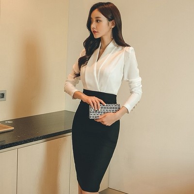 お呼ばれワンピース 結婚式 ワンピース カシュクール ワンピース Vネック レディース 長袖 スレンダーライン 白 黒 パーティードレス 謝恩会 他と被らない ファッション 卒業式 卒園式 入学式 入園式 母 ママ レディース Eab33 L 1 Color 人気商品の為今注文で5 日