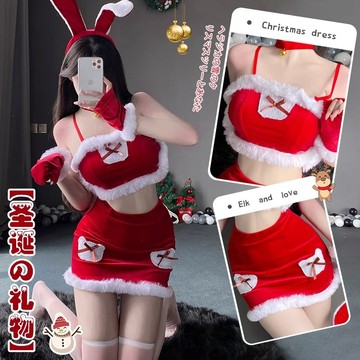 °• 𝘔𝘖𝘔𝘖𝘕𝘈 •°🫧台灣現貨🫰撫媚的聖誕女孩 聖誕裝性感兔女郎主播演出服角色扮演服S27