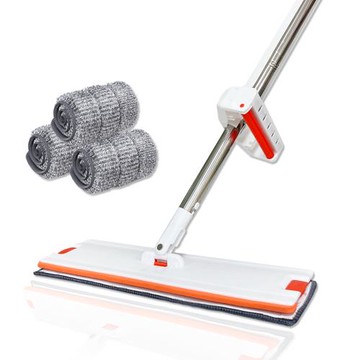 VICTORY 免手洗超細纖維乾濕兩用平板拖把(1拖3布)#1025116