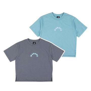 KANGOL 短T 深灰 淺藍 繡花 短版 短袖 女 6422101010 6422101081