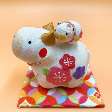 【招福干支】開運干支 生肖牛 緣起物 喜氣洋洋親子牛